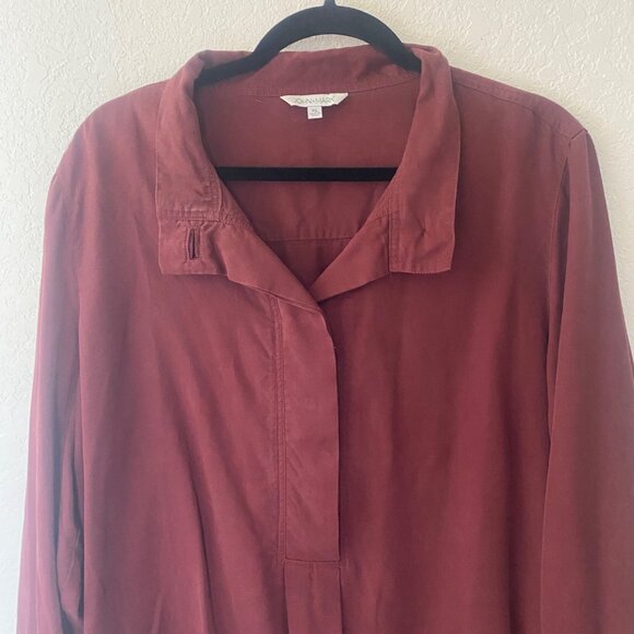 John Mark Oversized Shirt Womens XL red 3/4 sleeve Pullover Boho Travel Casual - Picture 4 of 16